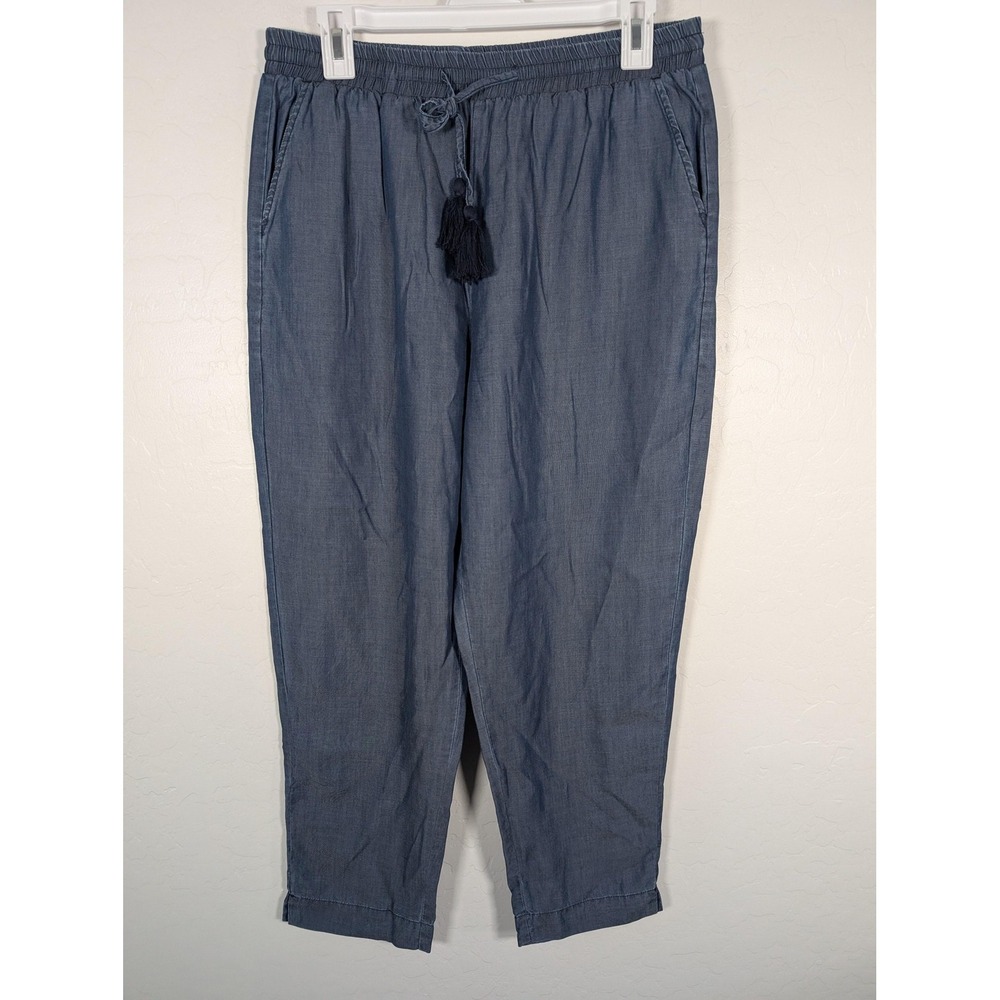 Tommy Bahama Pants Womens Medium Blue Tencel Lyocell Tassel Drawstring Casual